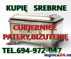 KUPIĘ SREBRNE CUKIERNICE,PATERY,ŚWIECZNIKI,BIŻUTERIĘ KONTAKT 694972047