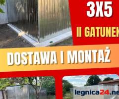 Garaż blaszany 3x5 II gatunek jednospadowy dostawa + montaż